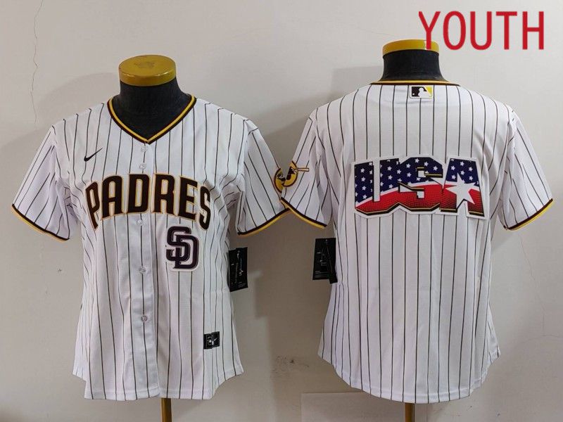 Youth San Diego Padres Blank White Stripe Game 2024 Nike MLB Jersey style 830->youth mlb jersey->Youth Jersey